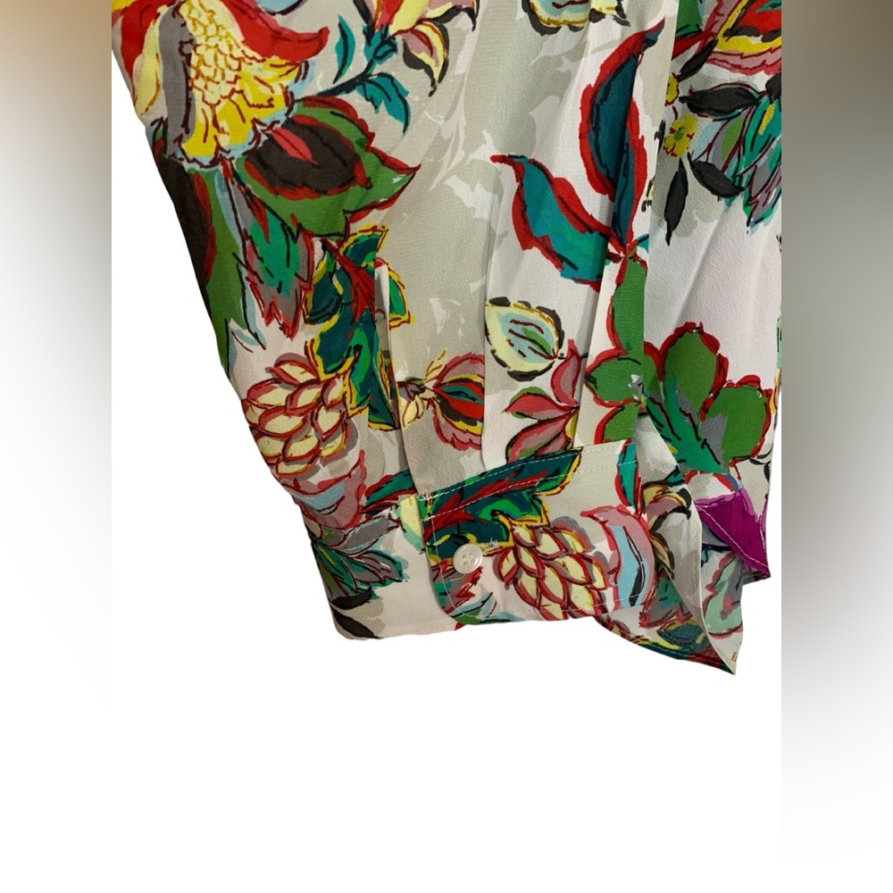 Natori floral print silk blend oversized blouse. Sz XL EUC - Picture 8 of 10